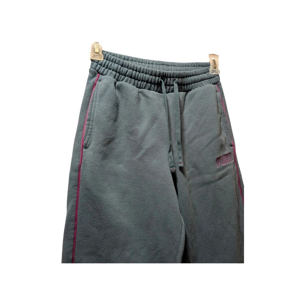 PUMA Women's Blue Gray Fleece Jogger Sweatpants Pink Stripe Size S - Picture 5 of 5